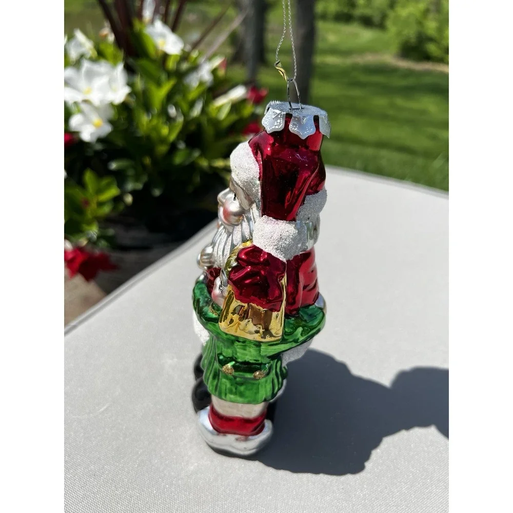 Vintage Christmas Ornament European Style Hand Crafted Glass Santa Hugging Kids‎